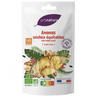 <p class="nom-secs">Ananas séchés équitables</p><p class="poids-secs">125g</p><p class="poids-secs">Fair for Life - Togo</p>