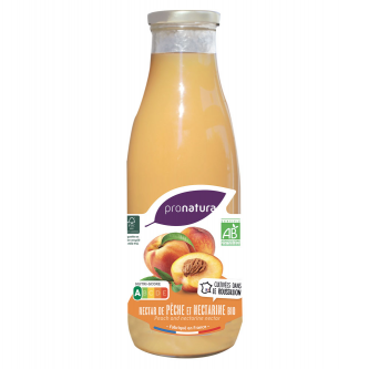 <p class="nom">Nectar de Pêche Nectarine</p><p class="description">ProNatura accompagne la production de pêches par un suivi technique terrain, le partage des bonnes pratiques agricoles bio et des achats planifiés. Autant de savoir-faire qui contribuent à la finesse aromatique de ces pêches, qui font de ce nectar une boisson onctueuse et gourmande..</p><p class="format">75cl</p>