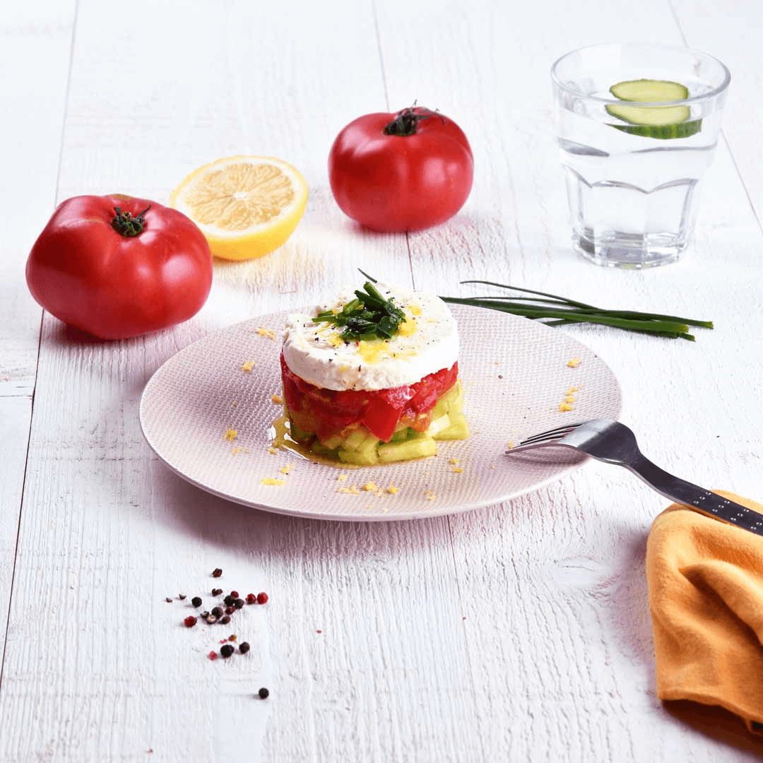  Tartare de tomate, concombre et feta